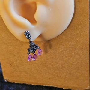 Sterling silver and pink stones earrings